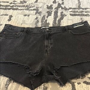 Abercrombie & Fitch Black Jean Shorts Distressed Frayed Hem